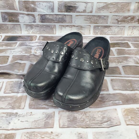 Klogs Shoes Size 8M Black Mules Buckle Studded Punk Grunge Chunky Goth - Picture 1 of 11